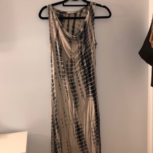 Maxi dress cream and blue